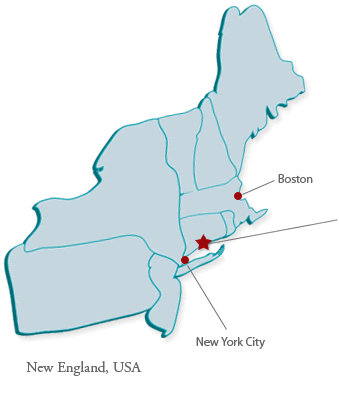 Map of New England, USA